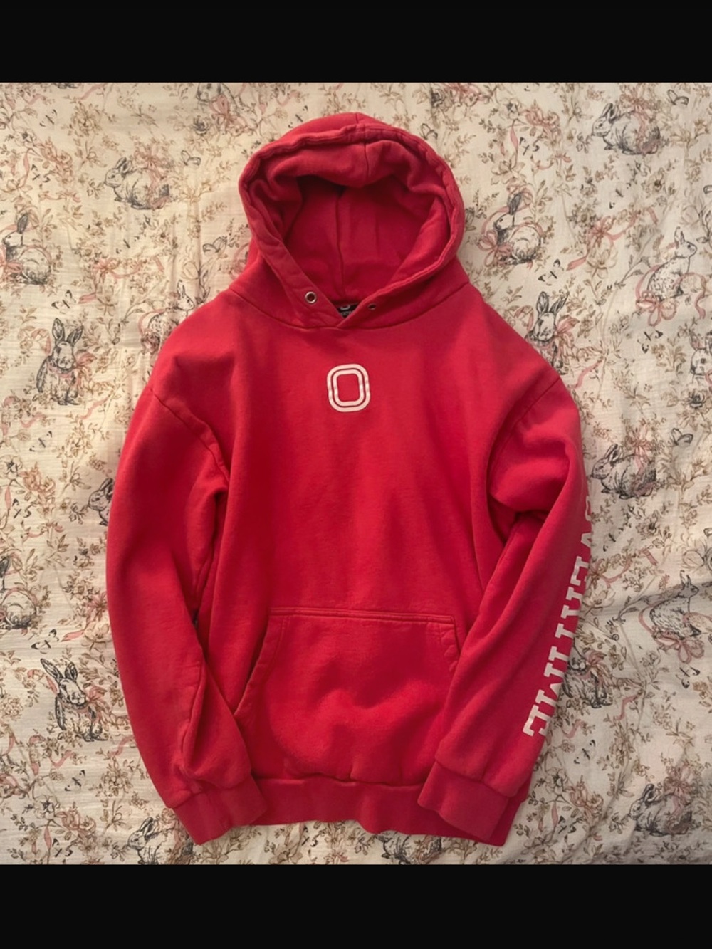 Pink Hooded Pullover Sweatshirt with Chest 'O' Accent